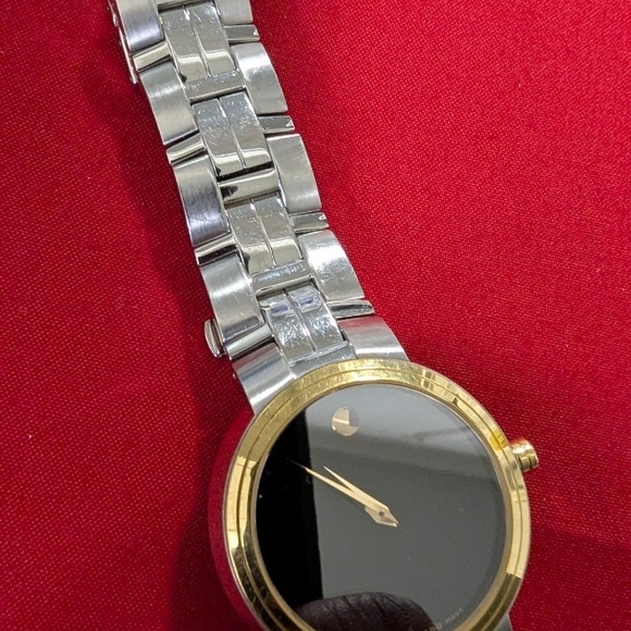 Movado Silver and Gold Watch with Black Dial - Picture 4 of 10